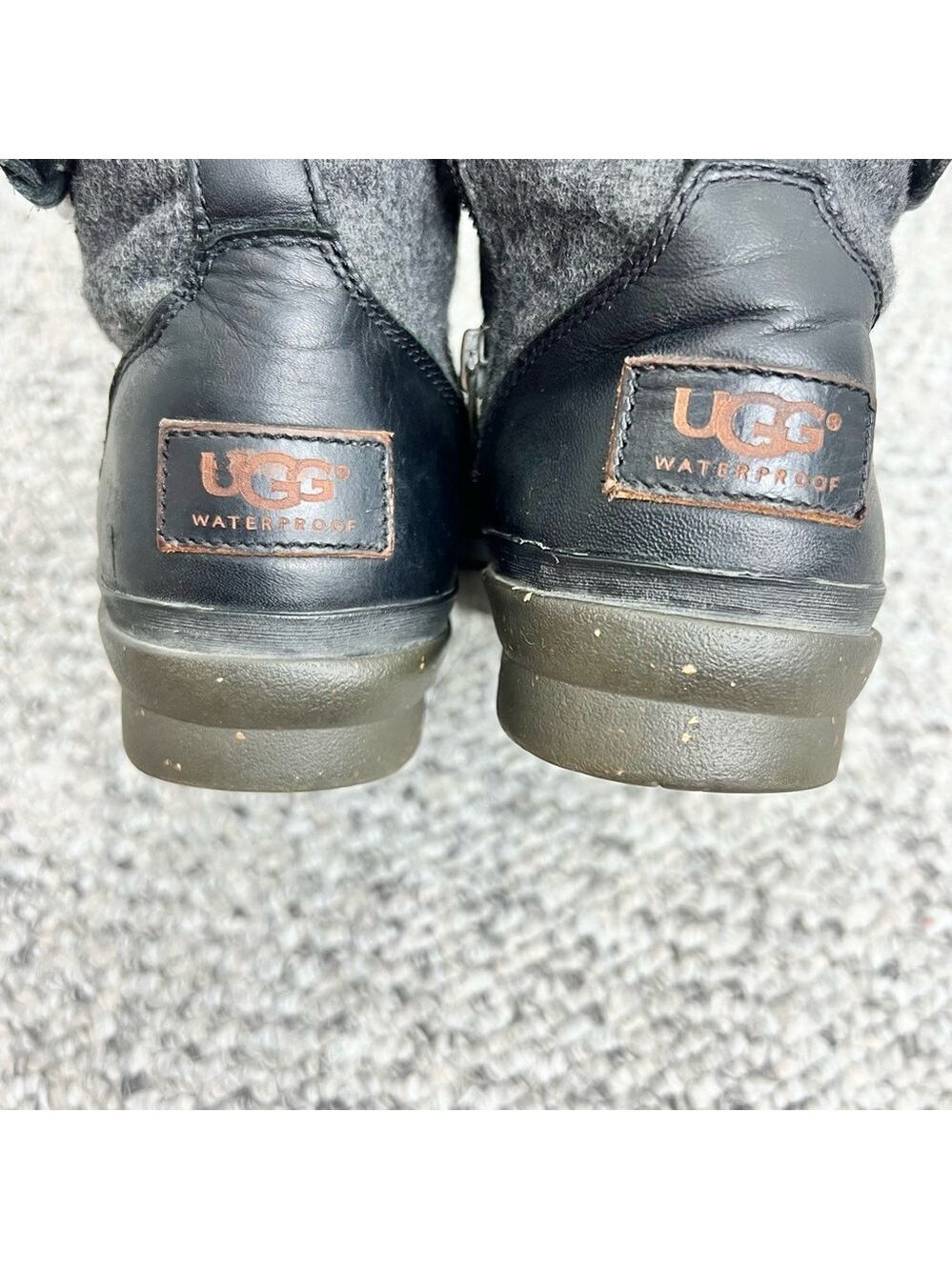 UGG Kesey waterproof black leather grey wool lined winter ankle snow boots 7.5 - Picture 7 of 13